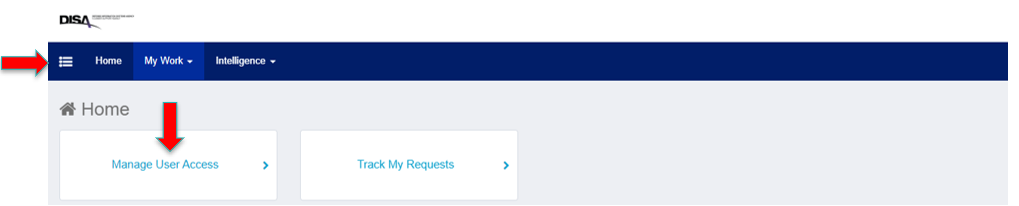 Manage User Access screen