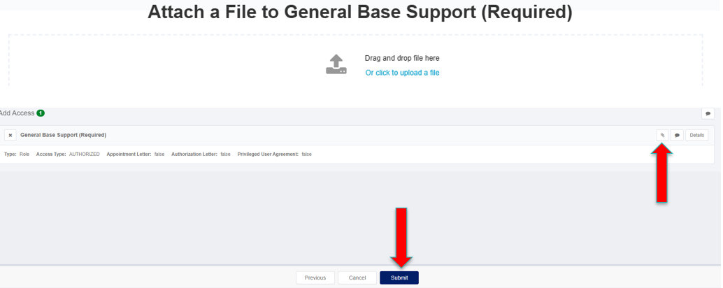 Upload attachments screen